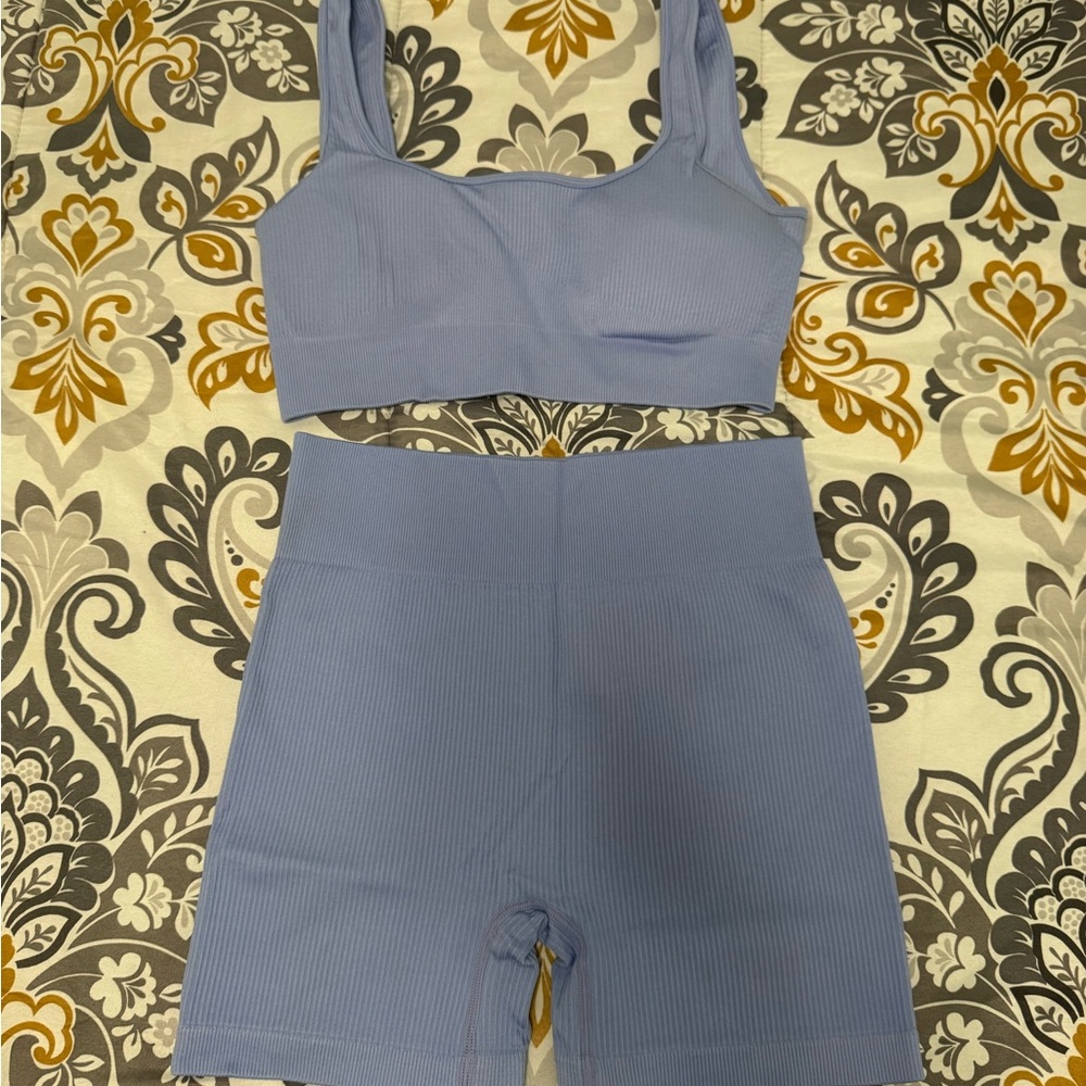 Seamless Ribbed Lilac Workout & Lounge Set Sz L